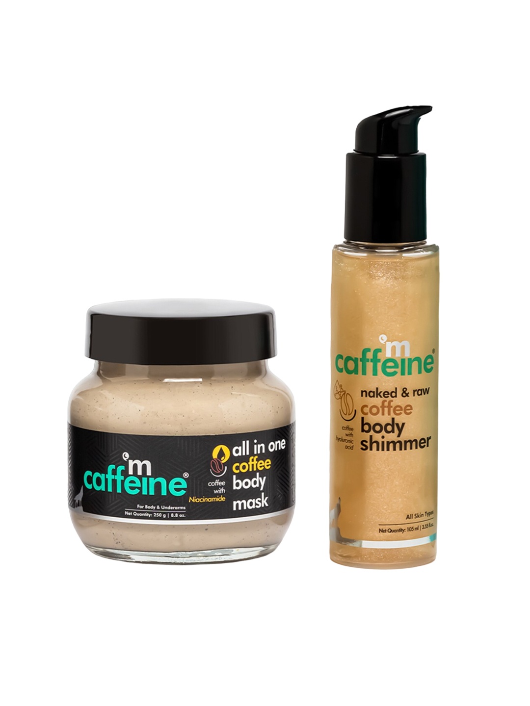 

MCaffeine Set Of All In One Coffee Body Mask 250g & Coffee Body Shimmer 105ml, Brown