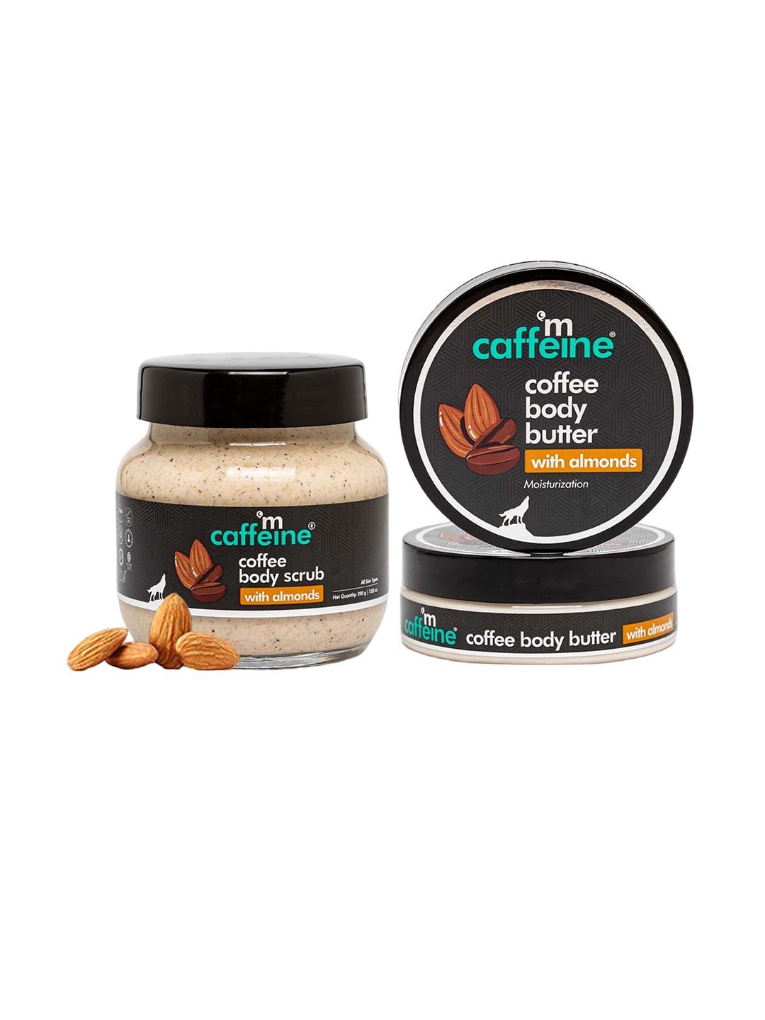 

MCaffeine Set Of Coffee Body Scrub with Almonds 200g & Body Butter 100g, Brown