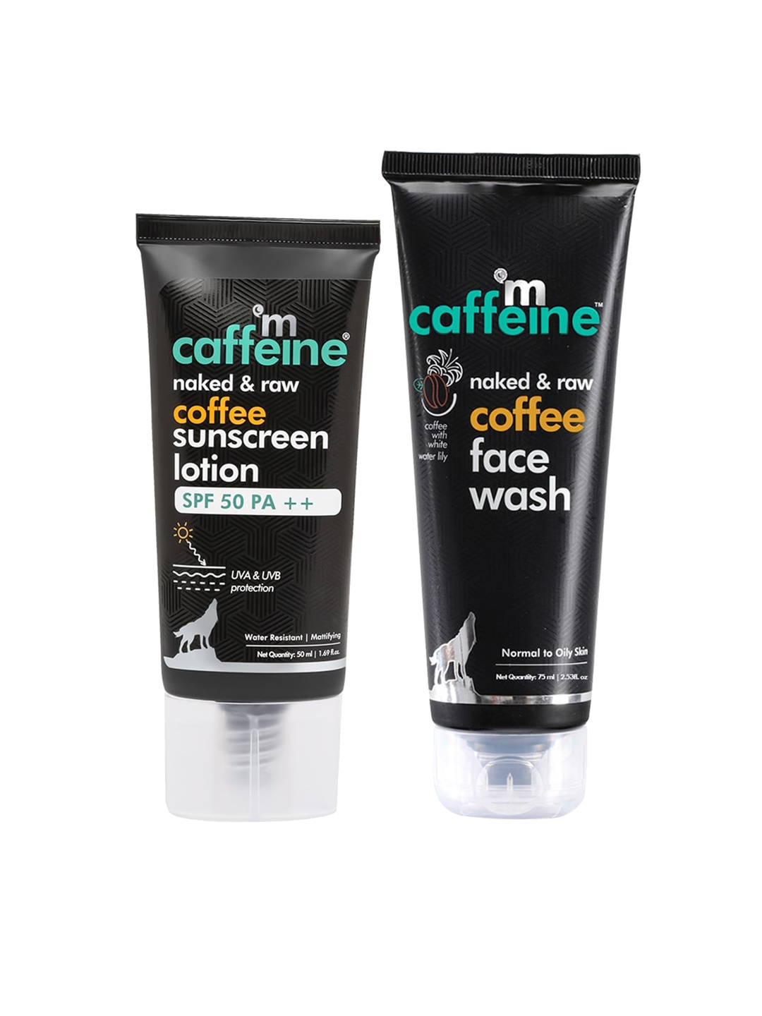 

MCaffeine Naked & Row Set of Coffee Face Wash & Sunscreen Lotion SPF 50 PA++, Black