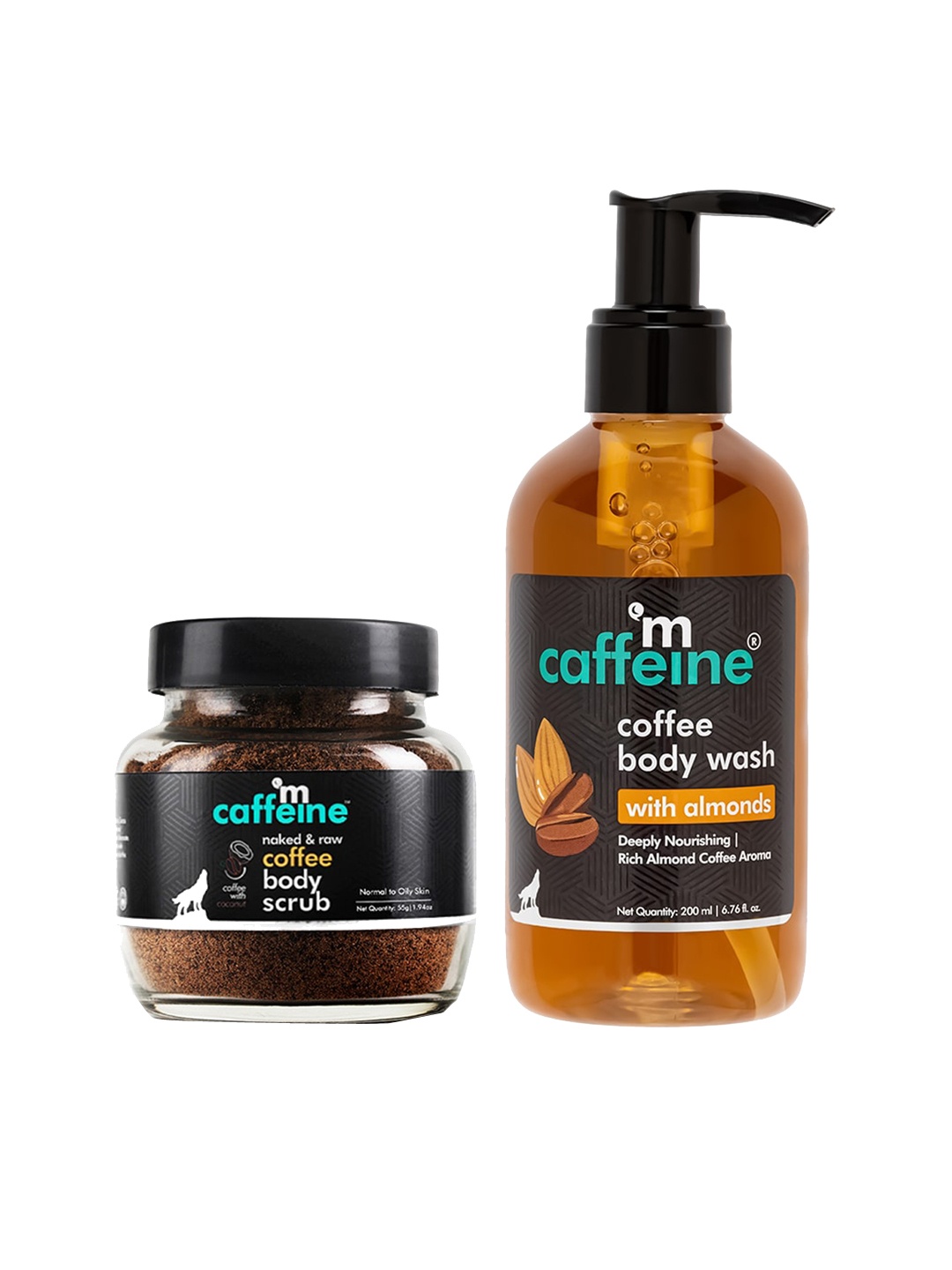 

MCaffeine Coffee Body Scrub 55g & Almond Body Wash 200ml for Exfoliation & Tan Removal, Beige