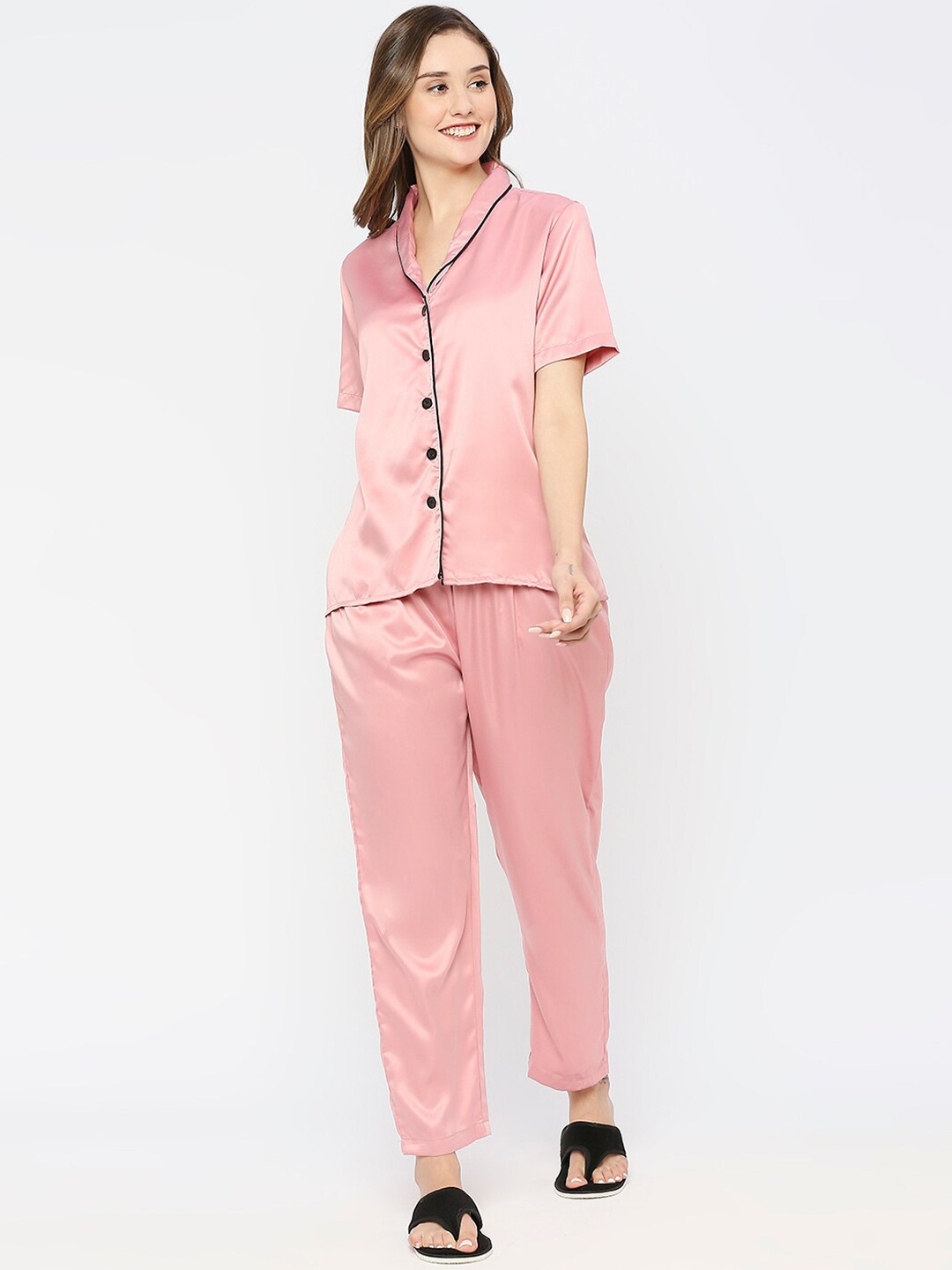 

Smarty Pants Satin Night Suit, Peach