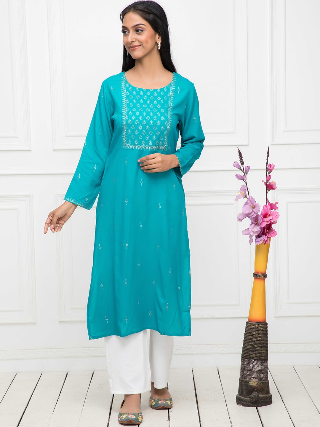 

Myshka Ethnic Motifs Printed Kurta, Blue