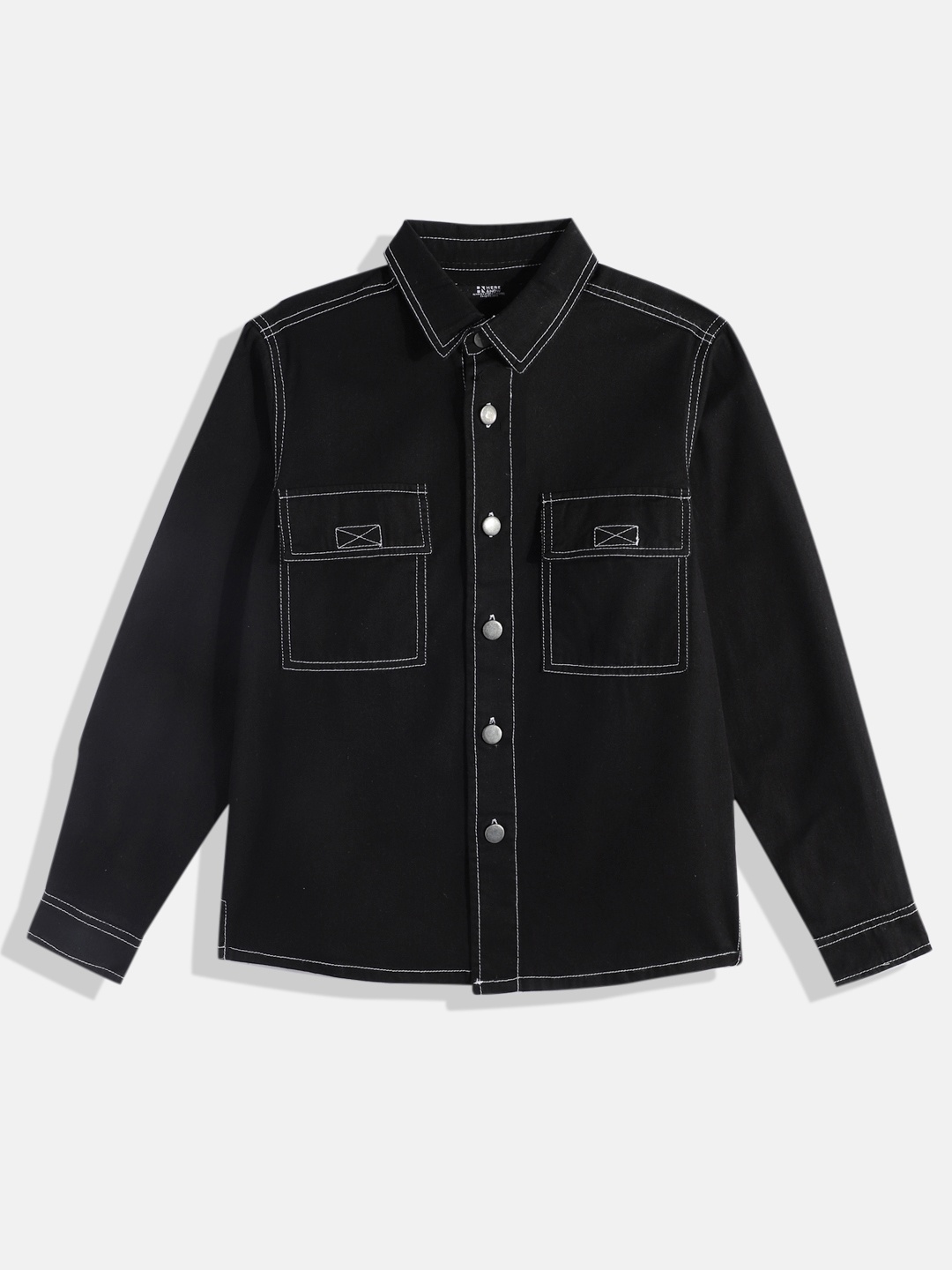 

HERE&NOW Boys Comfort Opaque Casual Denim Shirt, Black