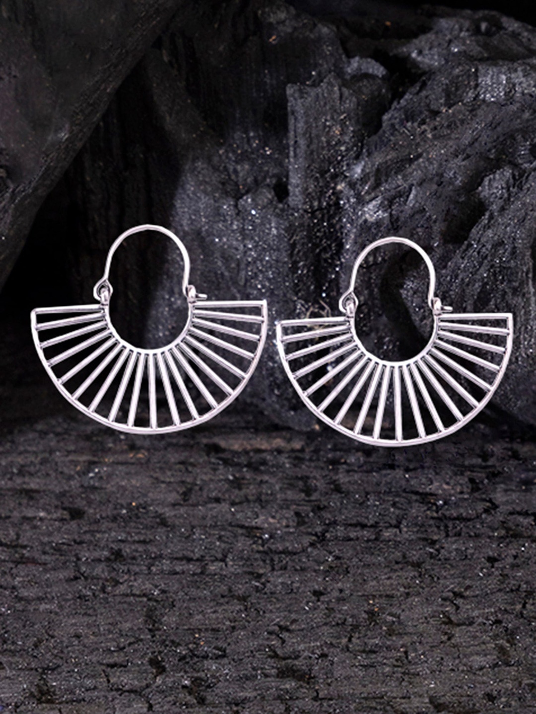 

Studio One Love Silver-Toned Contemporary Hoop Earrings
