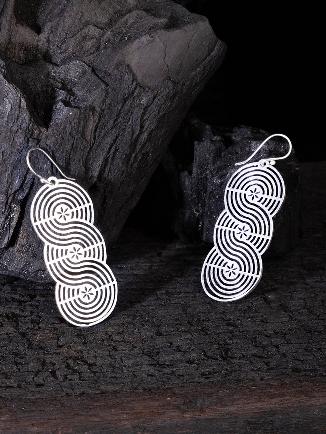 

Studio One Love Brass-Plated Contemporary Drop Earrings, Silver