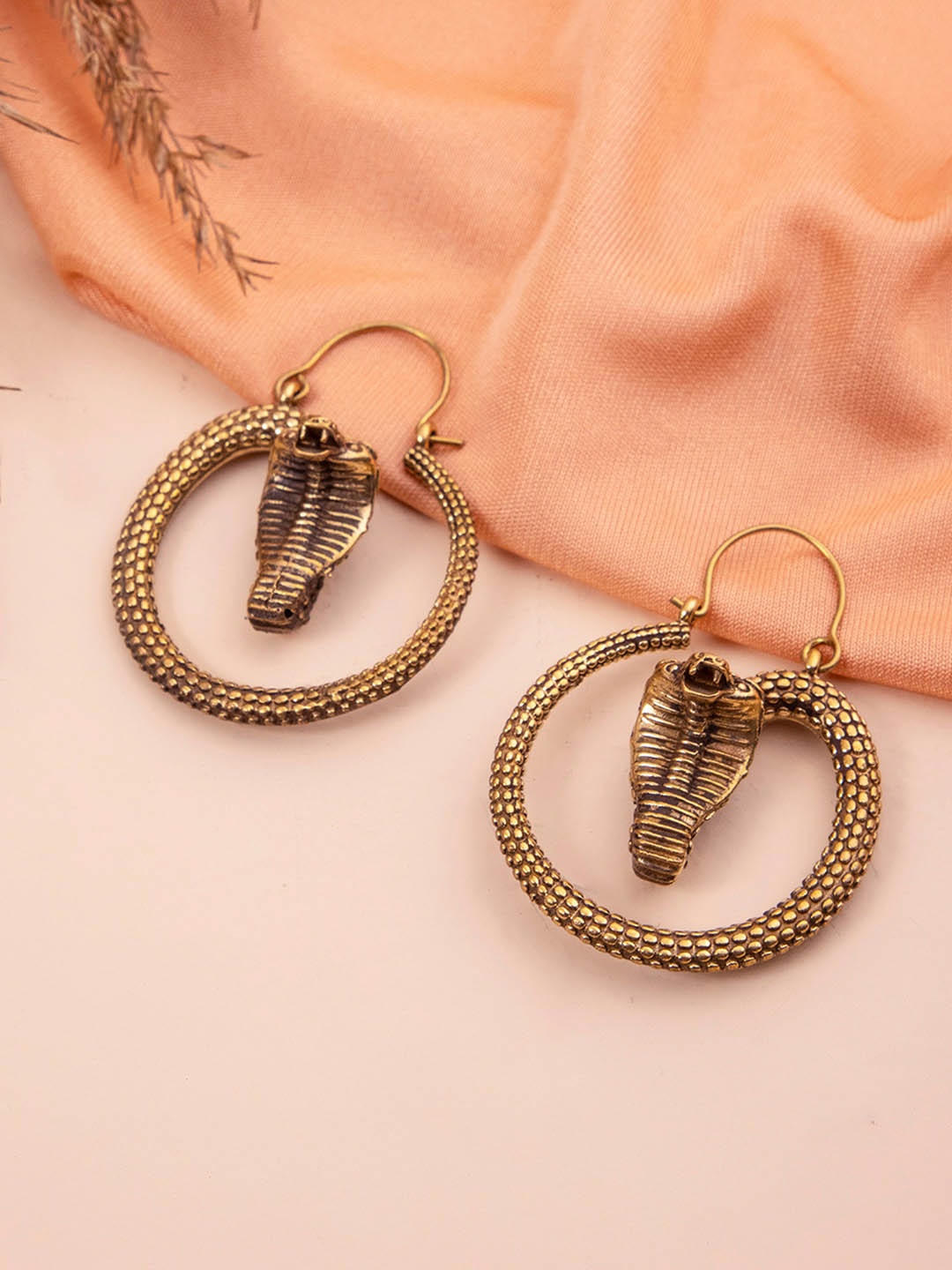 

Studio One Love Brass-Plated Contemporary Hoop Earrings, Gold