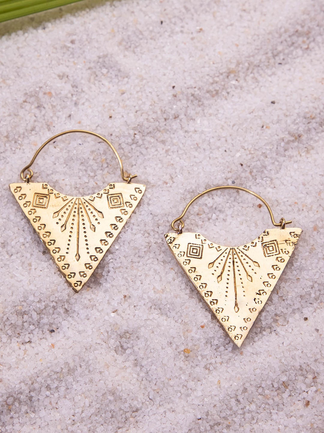 

Studio One Love Brass-Plated Contemporary Hoop Earrings, Gold