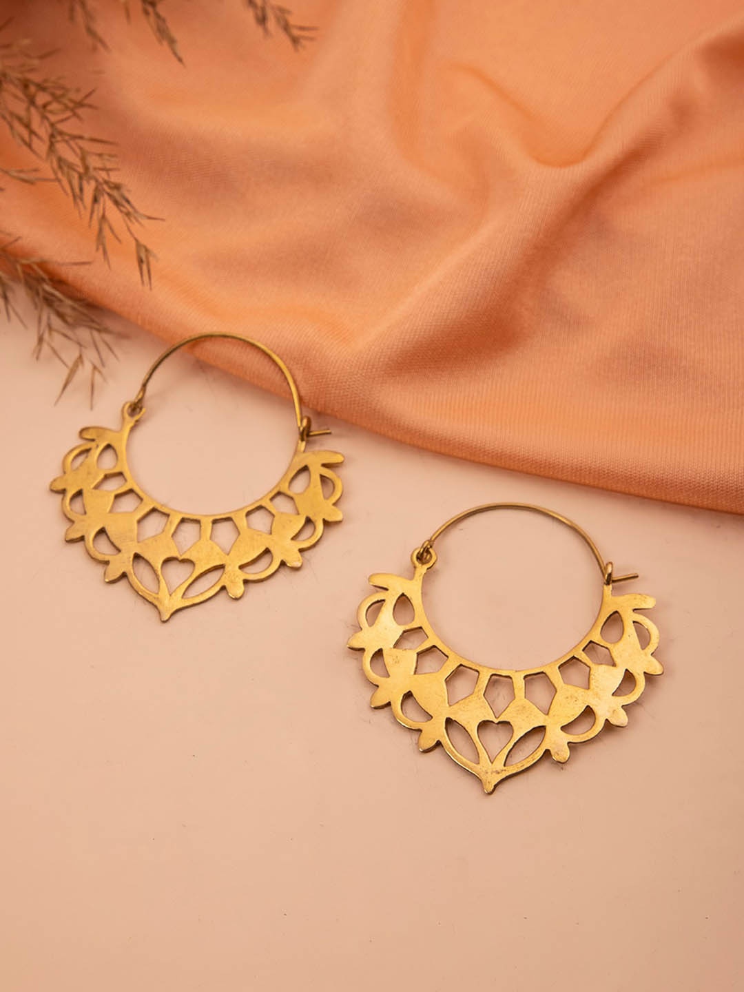 

Studio One Love Brass-Plated Contemporary Hoop Earrings, Gold