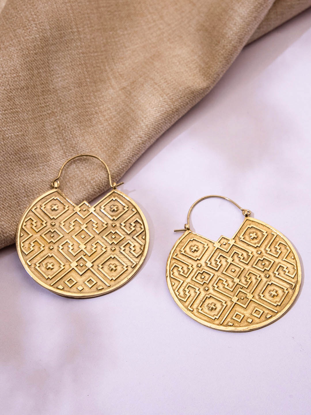 

Studio One Love Brass-Plated Contemporary Drop Earrings, Gold