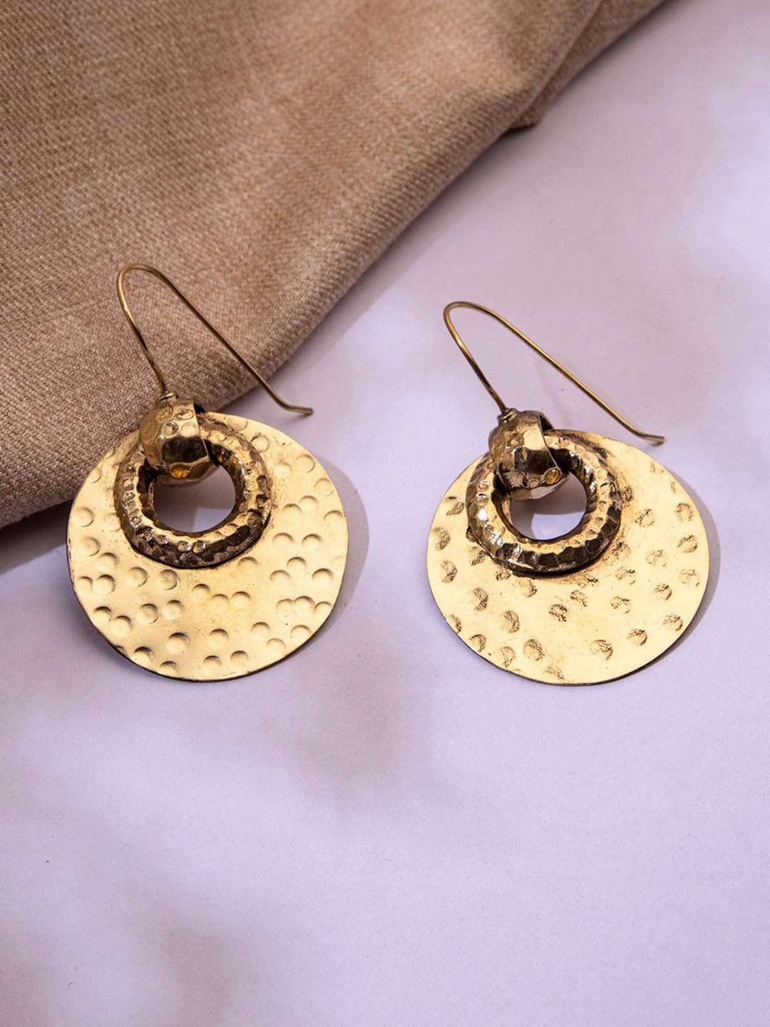 

Studio One Love Brass-Plated Circular Drop Earrings, Gold