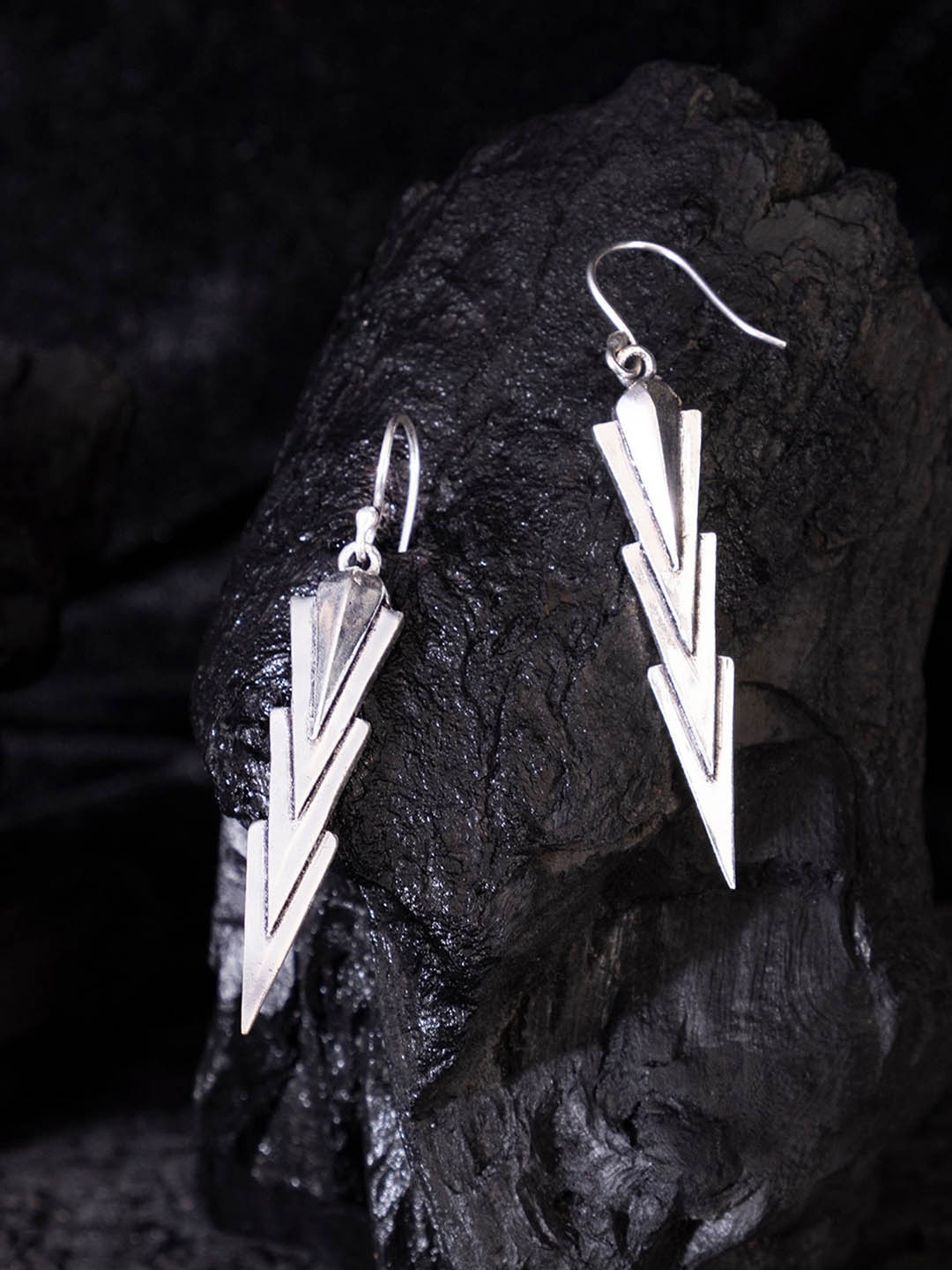 

Studio One Love Brass-Plated Contemporary Drop Earrings, Silver