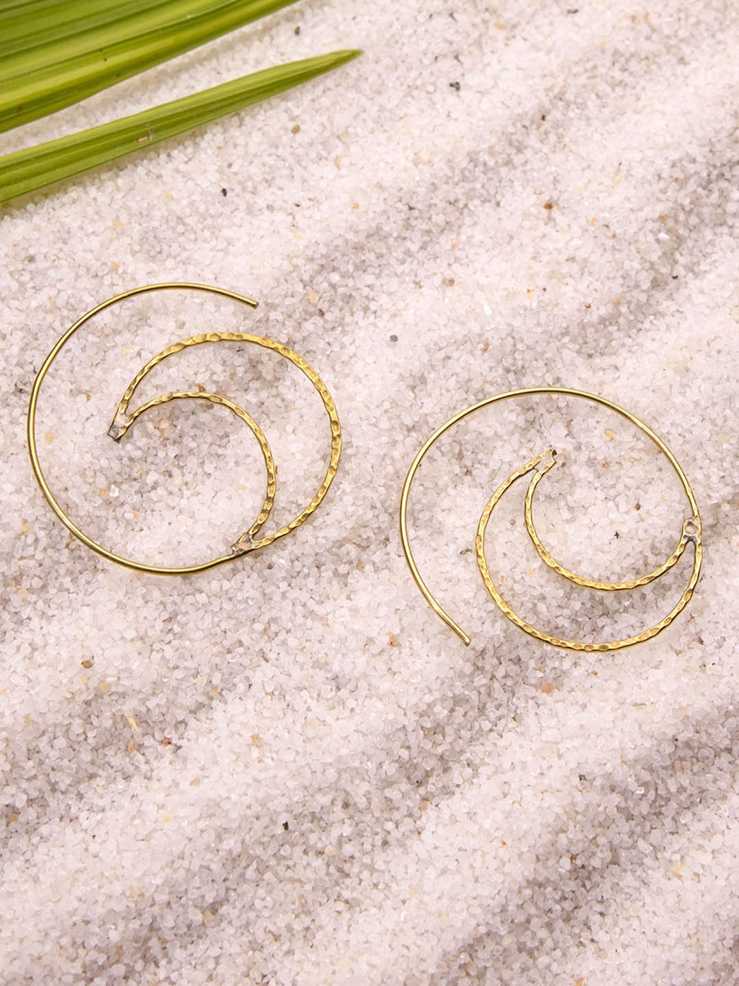 

Studio One Love Brass-Plated Contemporary Hoop Earrings, Gold