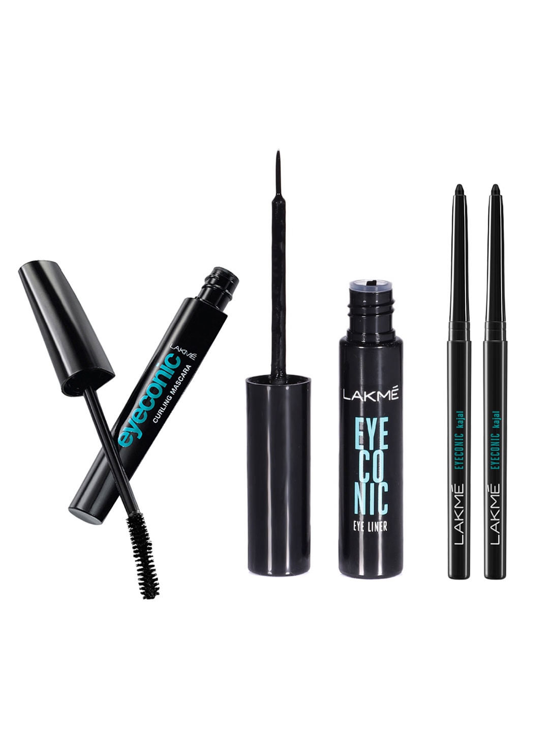 

Lakme Eyeconic Curling Mascara- Black + Set of 2 Kajal- Deep Black + Liquid Eyeliner Black