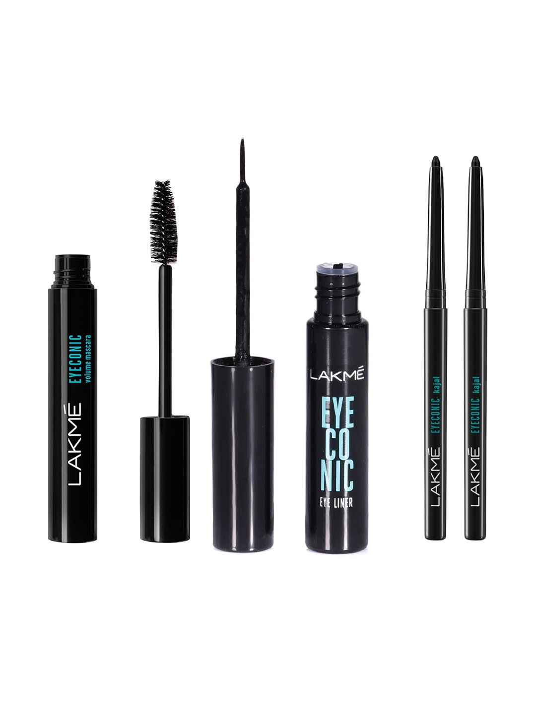 

Lakme Set of Eyeconic Volume Mascara + Liquid Eyeliner + Set of 2 Kajal, Black