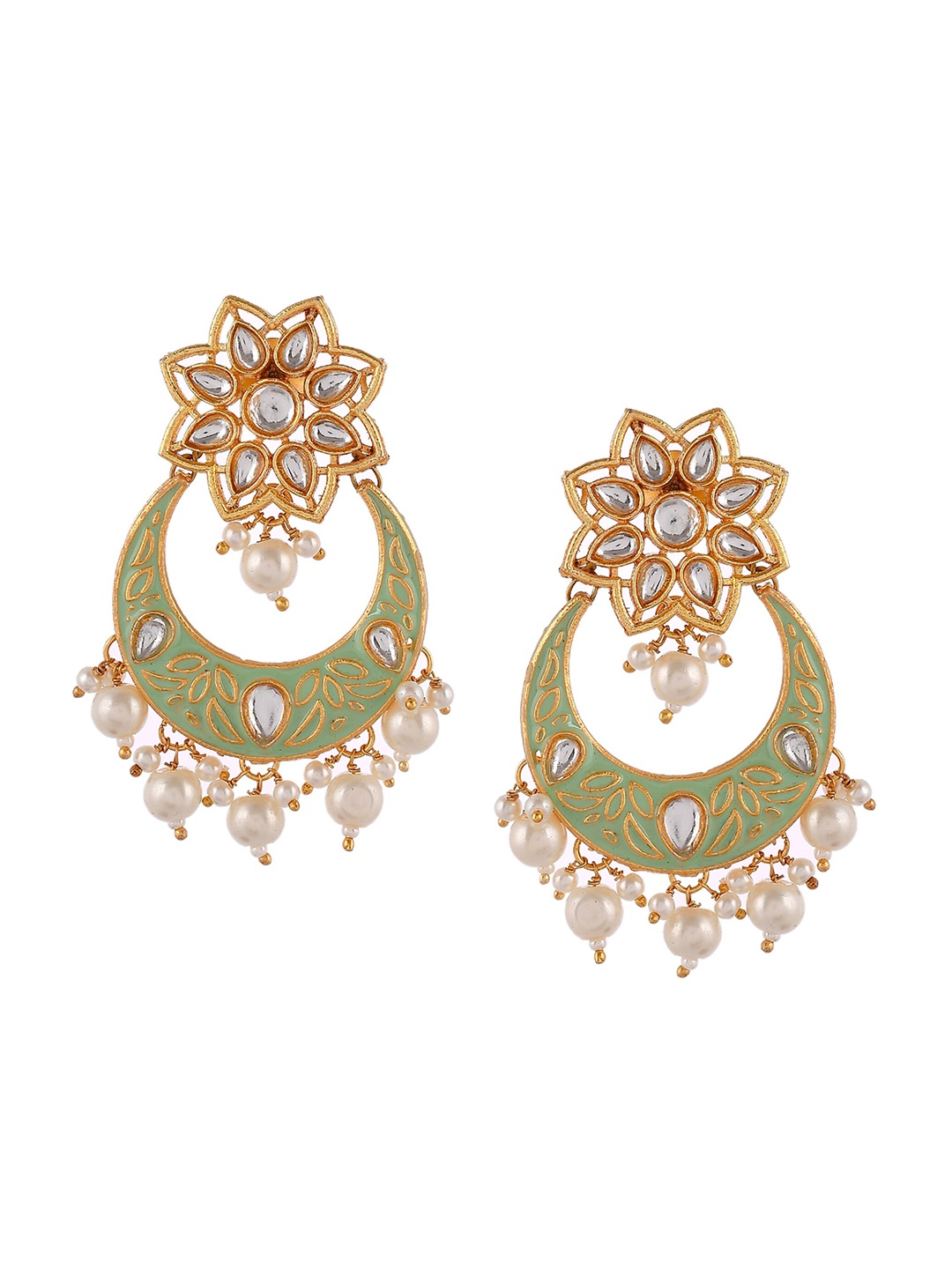 

DASTOOR Brass-Plated Contemporary Chandbalis Earrings, Gold