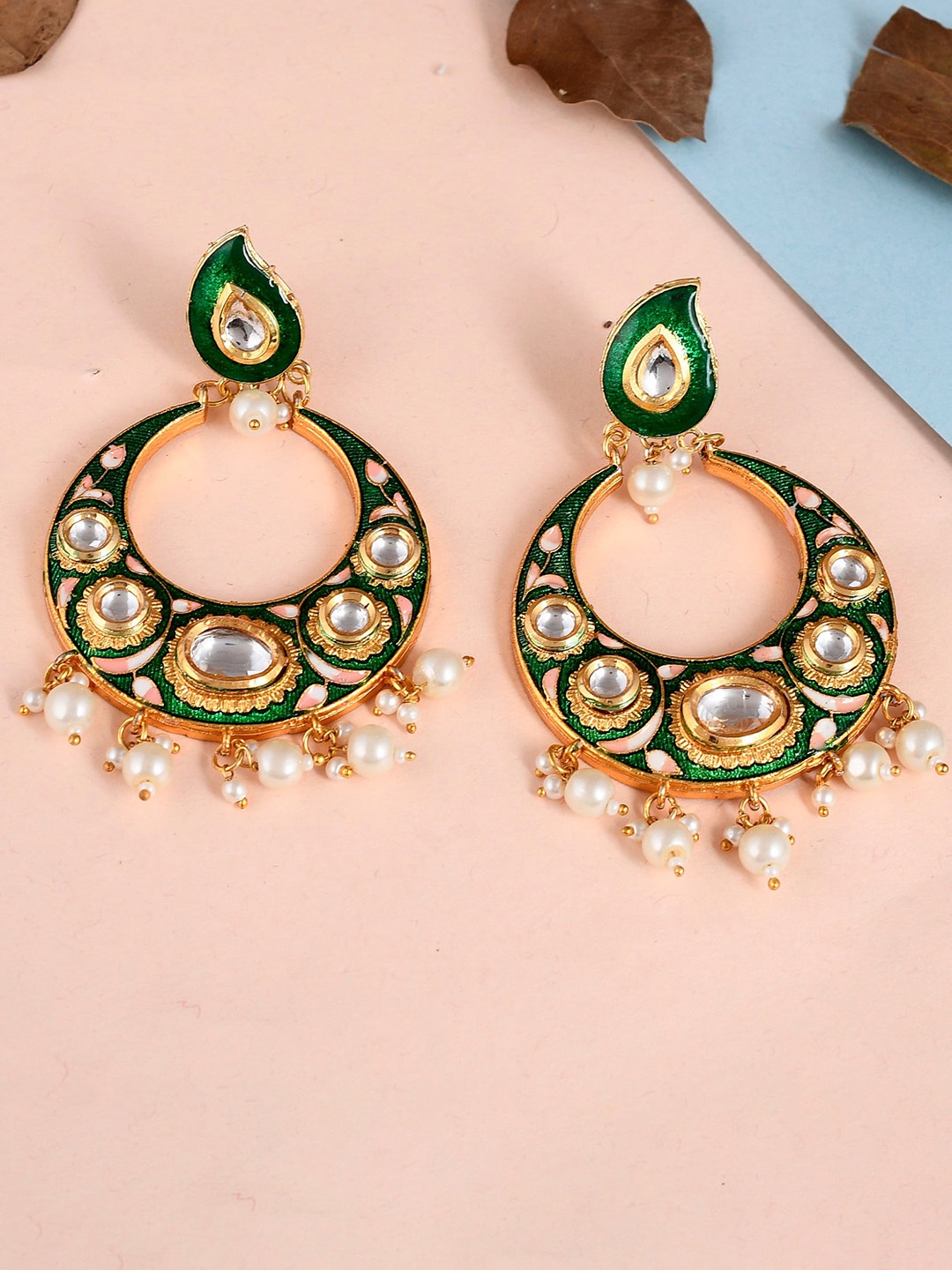 

DASTOOR Brass-Plated Contemporary Drop Earrings, Gold