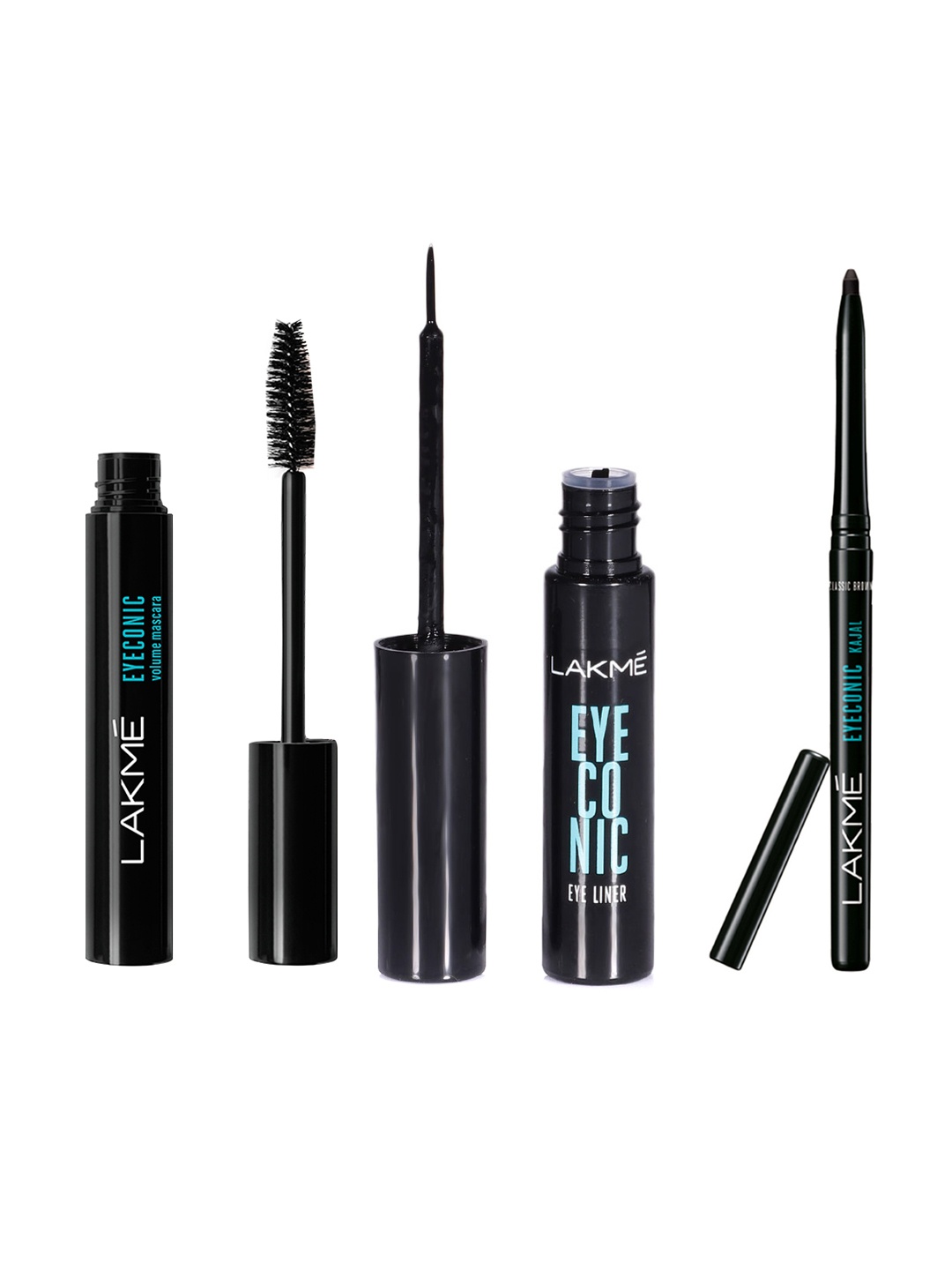 

Lakme Set of Eyeconic Volume Mascara + Liquid Eyeliner + Kajal, Black
