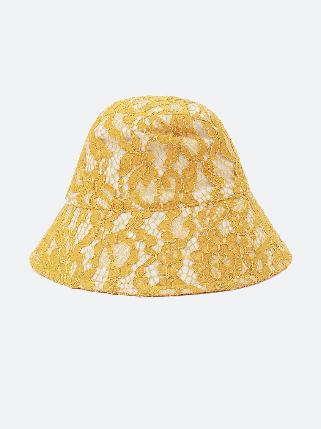 

Oxolloxo Women Self Design Lace Bucket Hat, Yellow