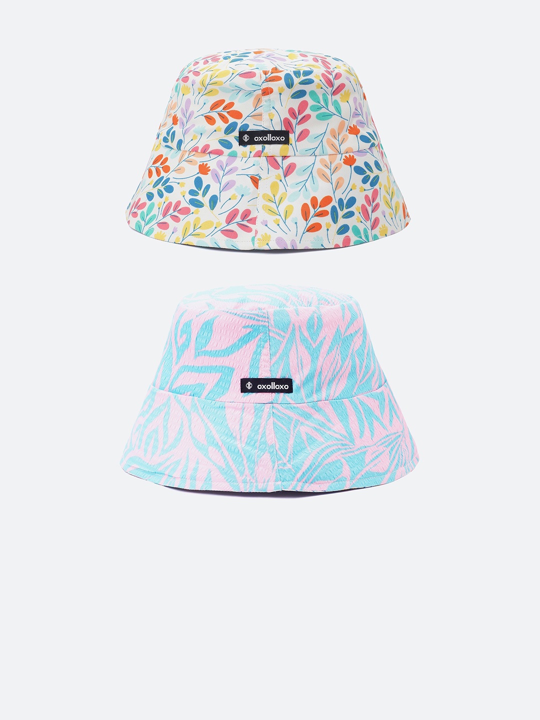 

Oxolloxo Women Set Of 2 Printed Reversible Bucket Hat, White