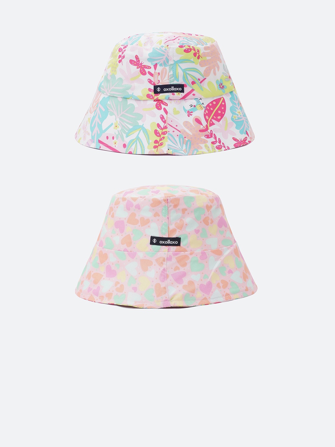 

Oxolloxo Women Set Of 2 Printed Reversible Bucket Hat, Pink