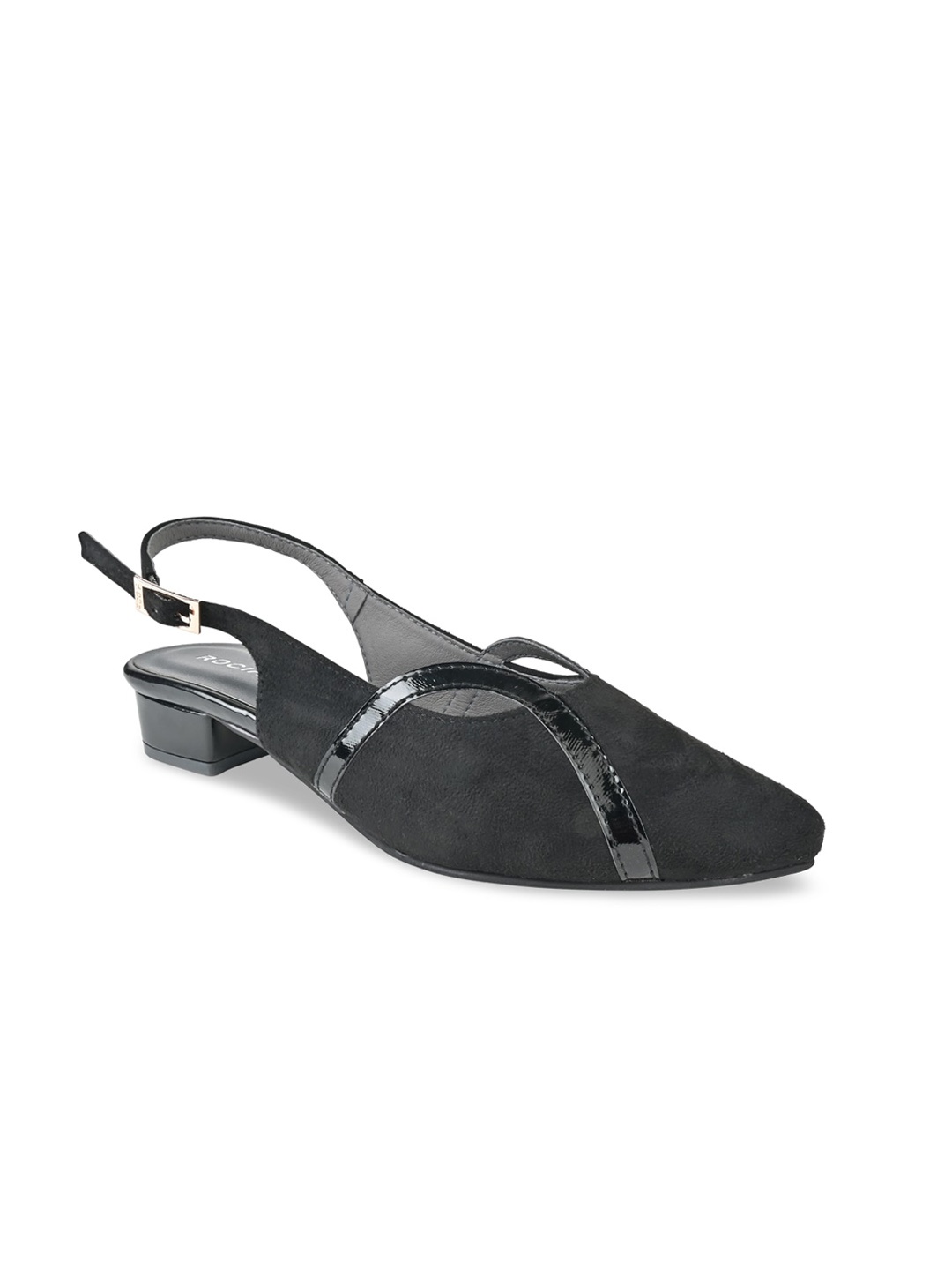 

Rocia Pointed Toe Block Heel Mules, Black