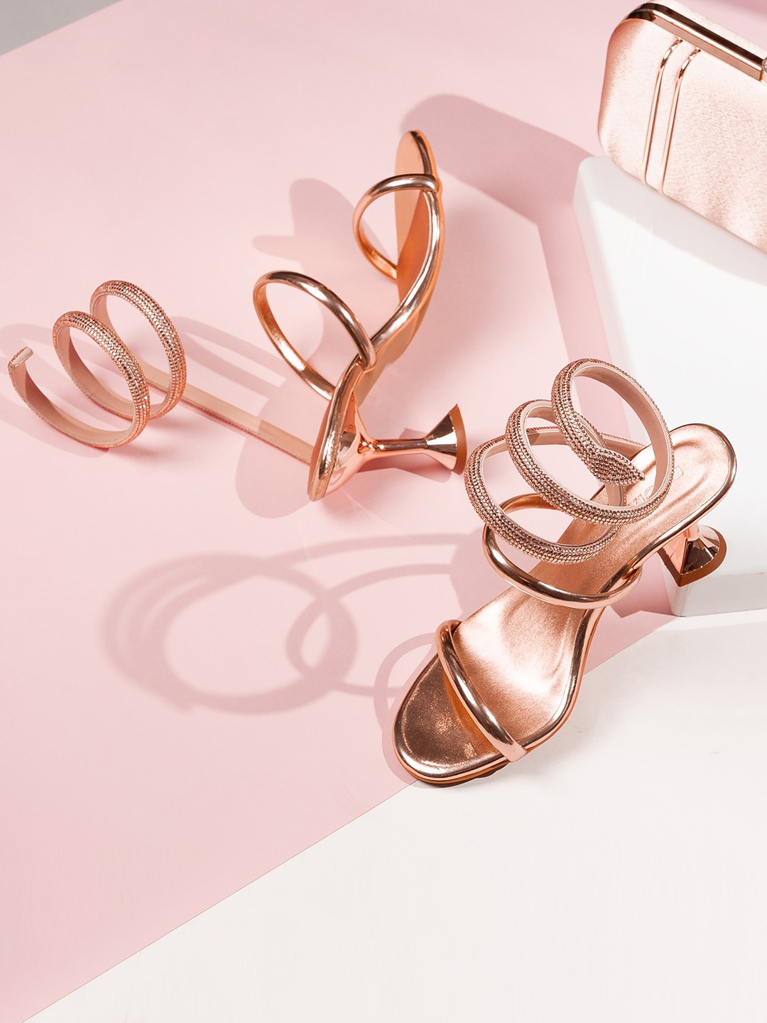 

Rocia Embellished Slim Heel Gladiators, Rose gold