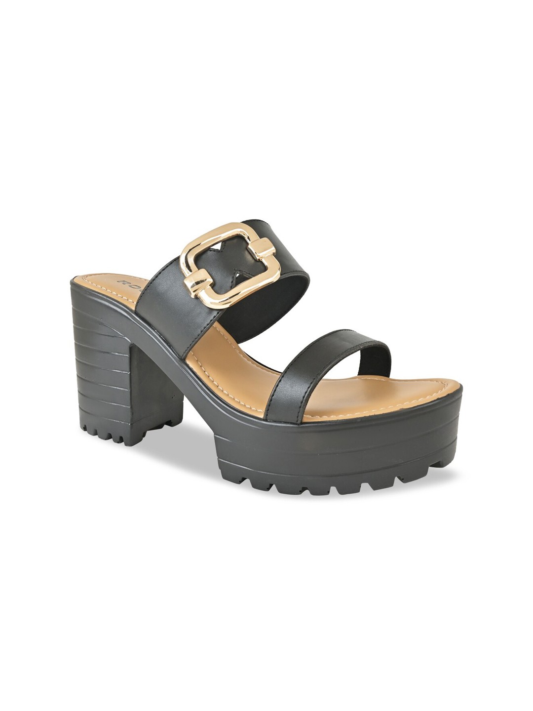 

Rocia Buckle Embellished Platform Heels, Black