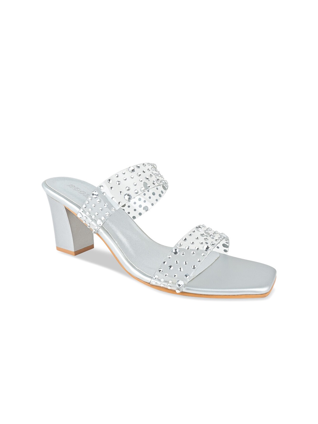 

Rocia Embellished Strap Block Heels, Silver