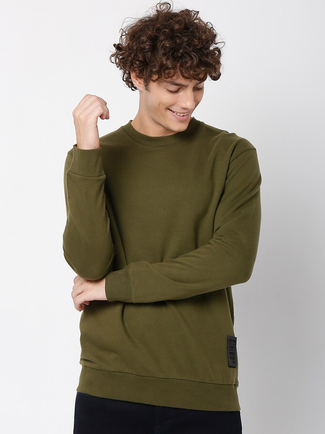 

Mufti Round Neck Pure Cotton Sweatshirt, Olive