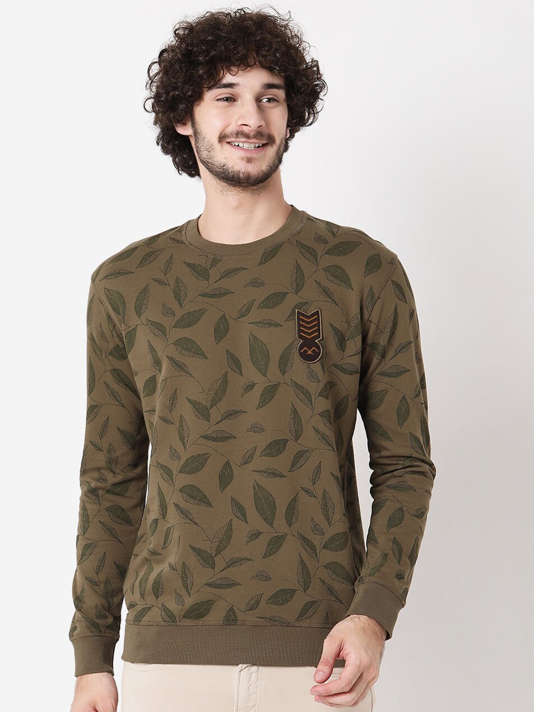 

Mufti Men Printed Cotton Sweatshirt, Olive