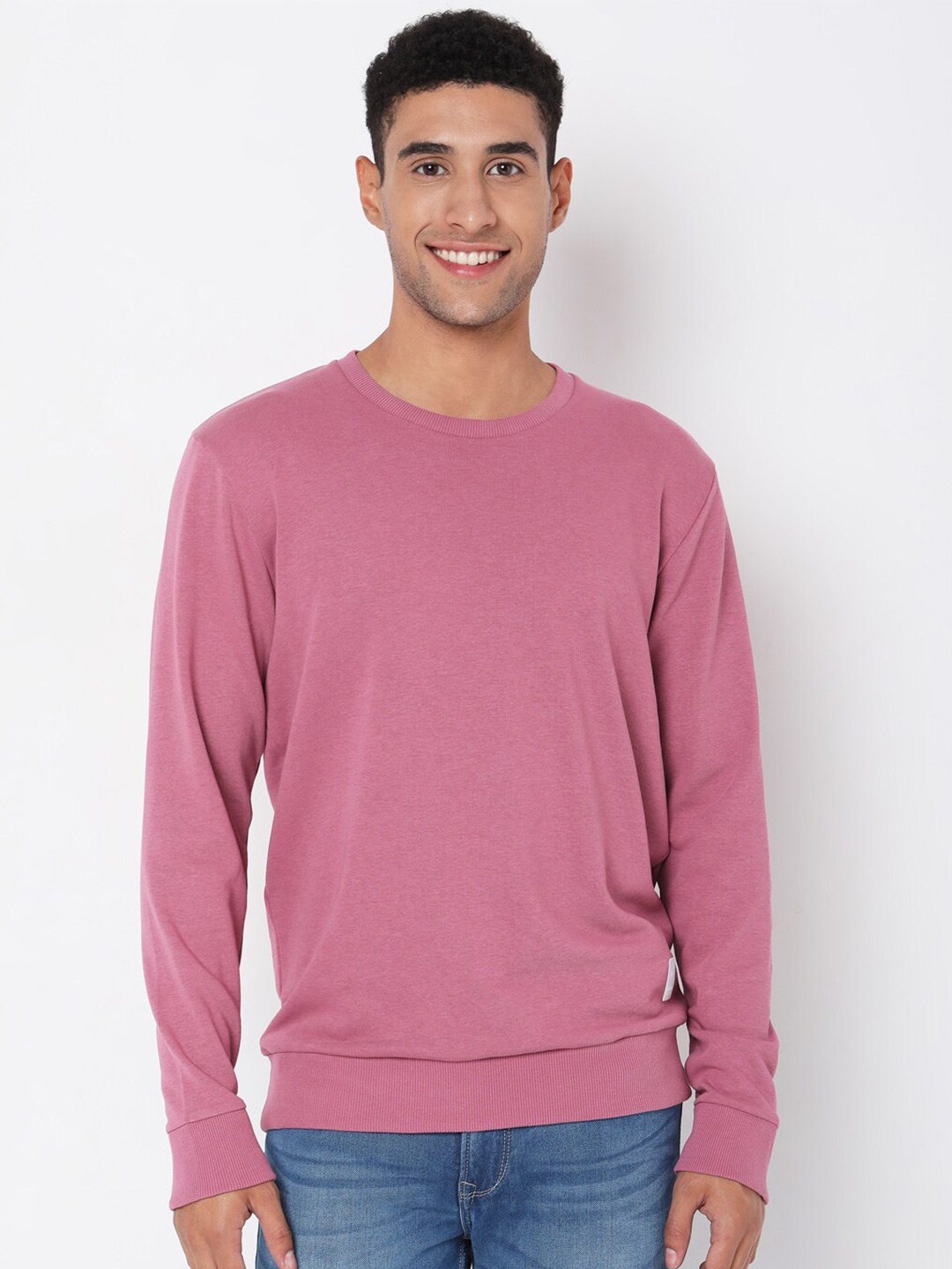 

Mufti Men Solid Pure Cotton Sweatshirt, Pink