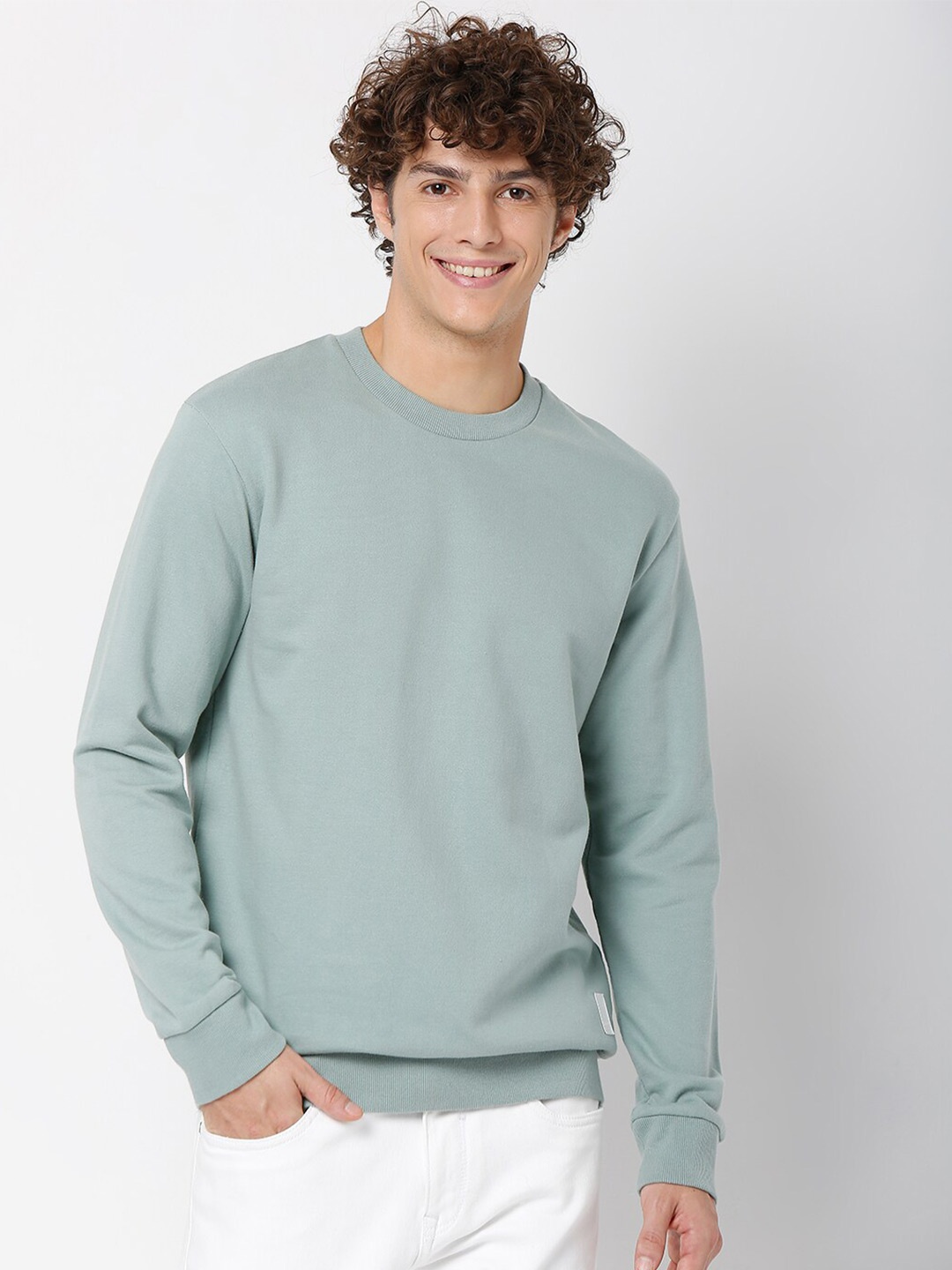 

Mufti Men Solid Pure Cotton Sweatshirt, Sea green