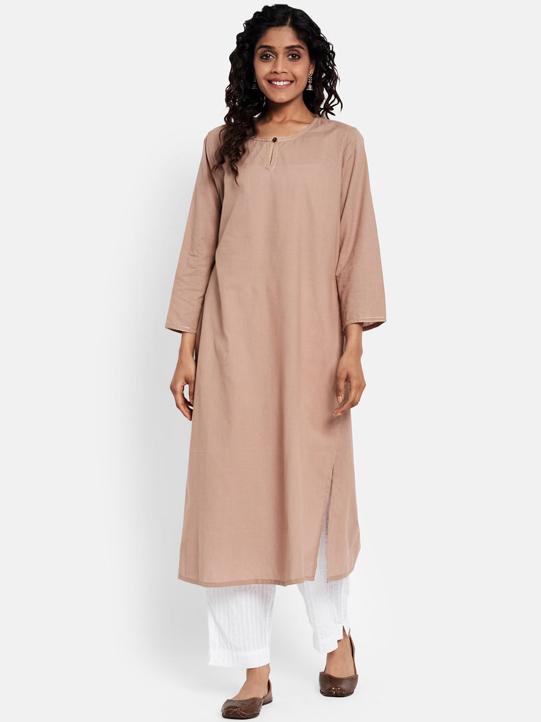 

Fabindia Women Beige Kurta