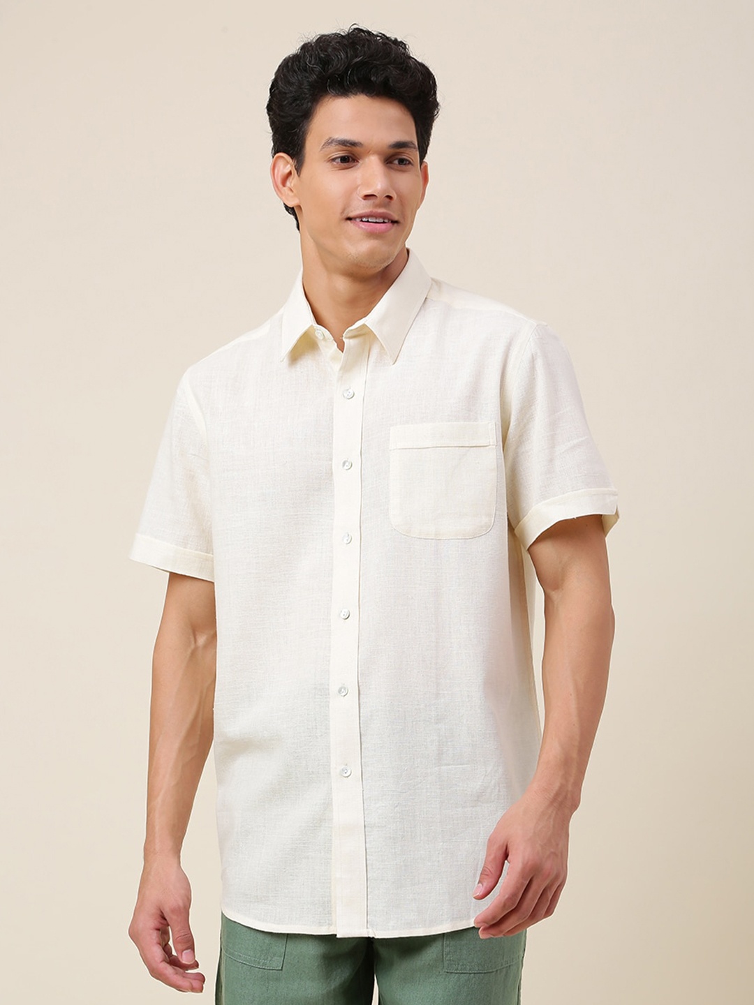 

Fabindia Opaque Cotton Casual Shirt, Yellow
