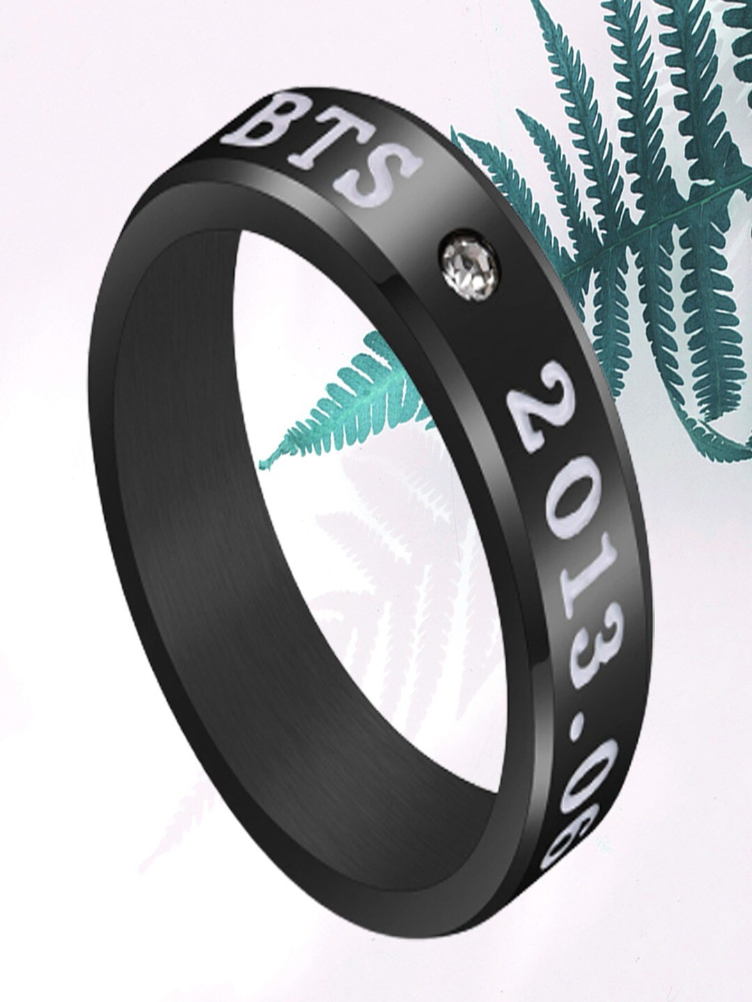 

UNIVERSITY TRENDZ Men Silver-Plated Stone-Studded K-Pop Star BTS Finger Ring