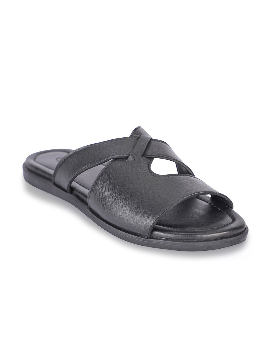 

BEAVER Men Open Toe Leather Comfort Sandals, Black