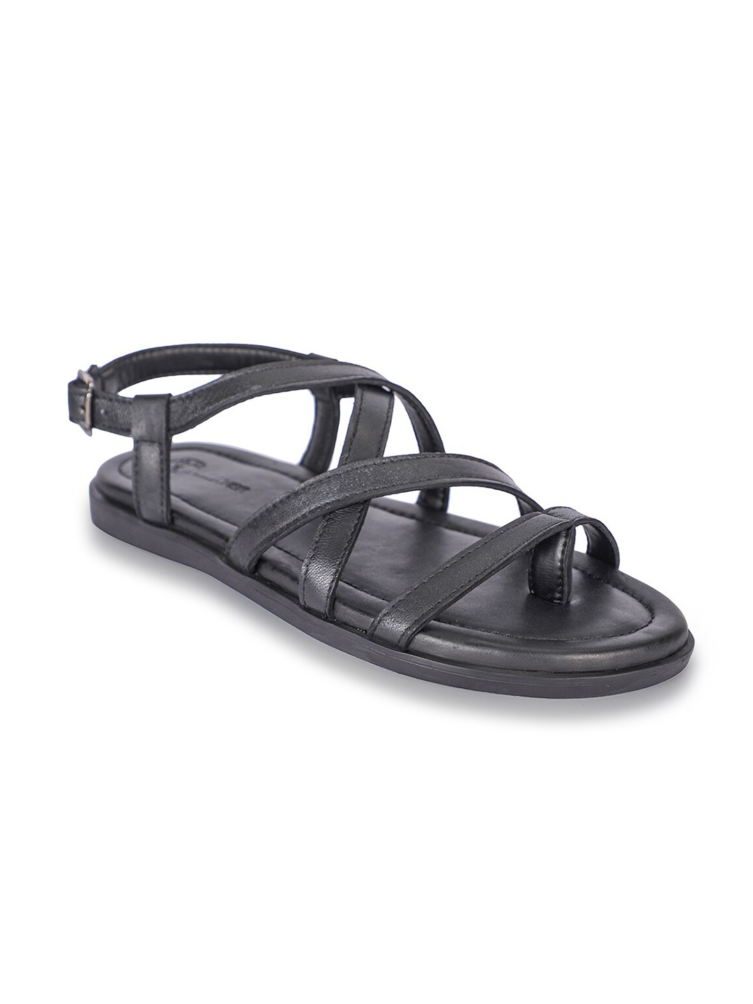 

BEAVER Men Open One Strappy Toe Leather Comfort Sandals With Buckles, Black