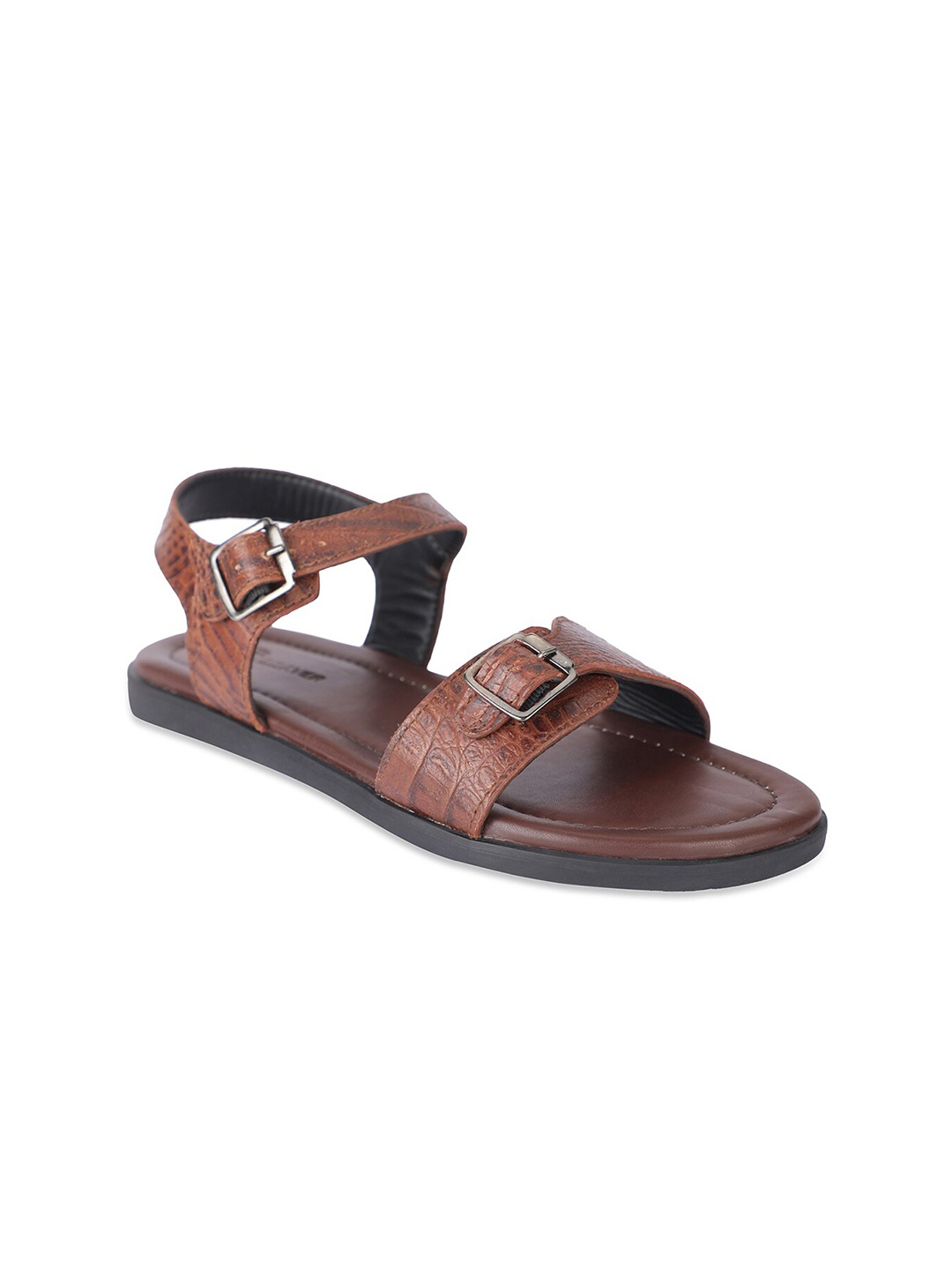

BEAVER Men Textured Leather Comfort Sandals, Brown