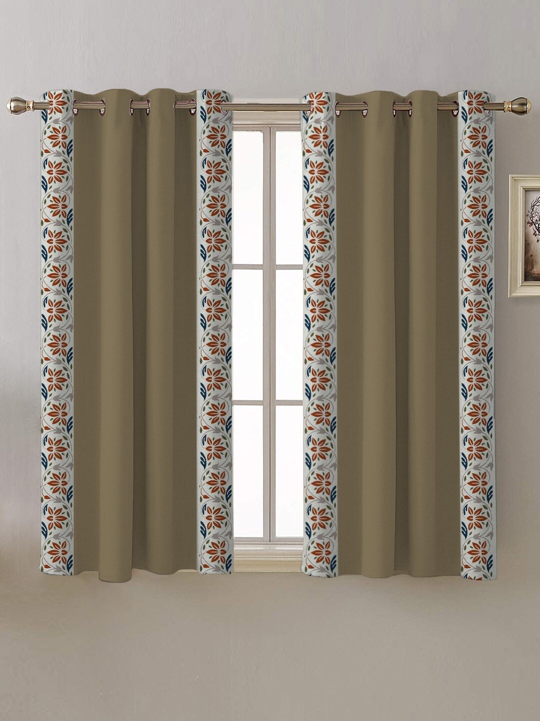 

SPACES Elegant Lace Beige & White 2 Pieces Black Out Window Curtains