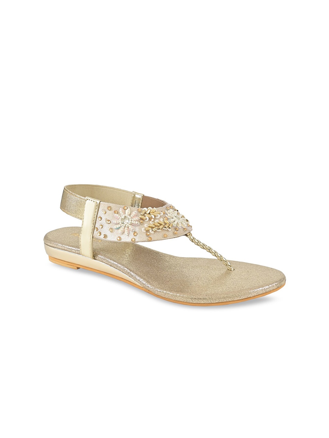 

Rocia Embellished T-Strap Flats, Gold