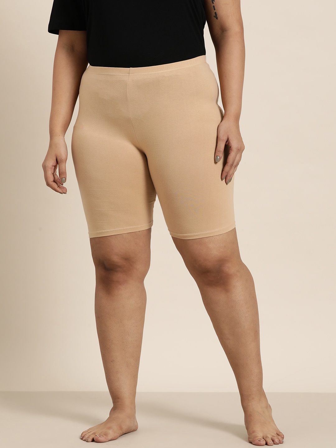

Sztori Women Plus Size High-Rise Lounge Shorts, Nude