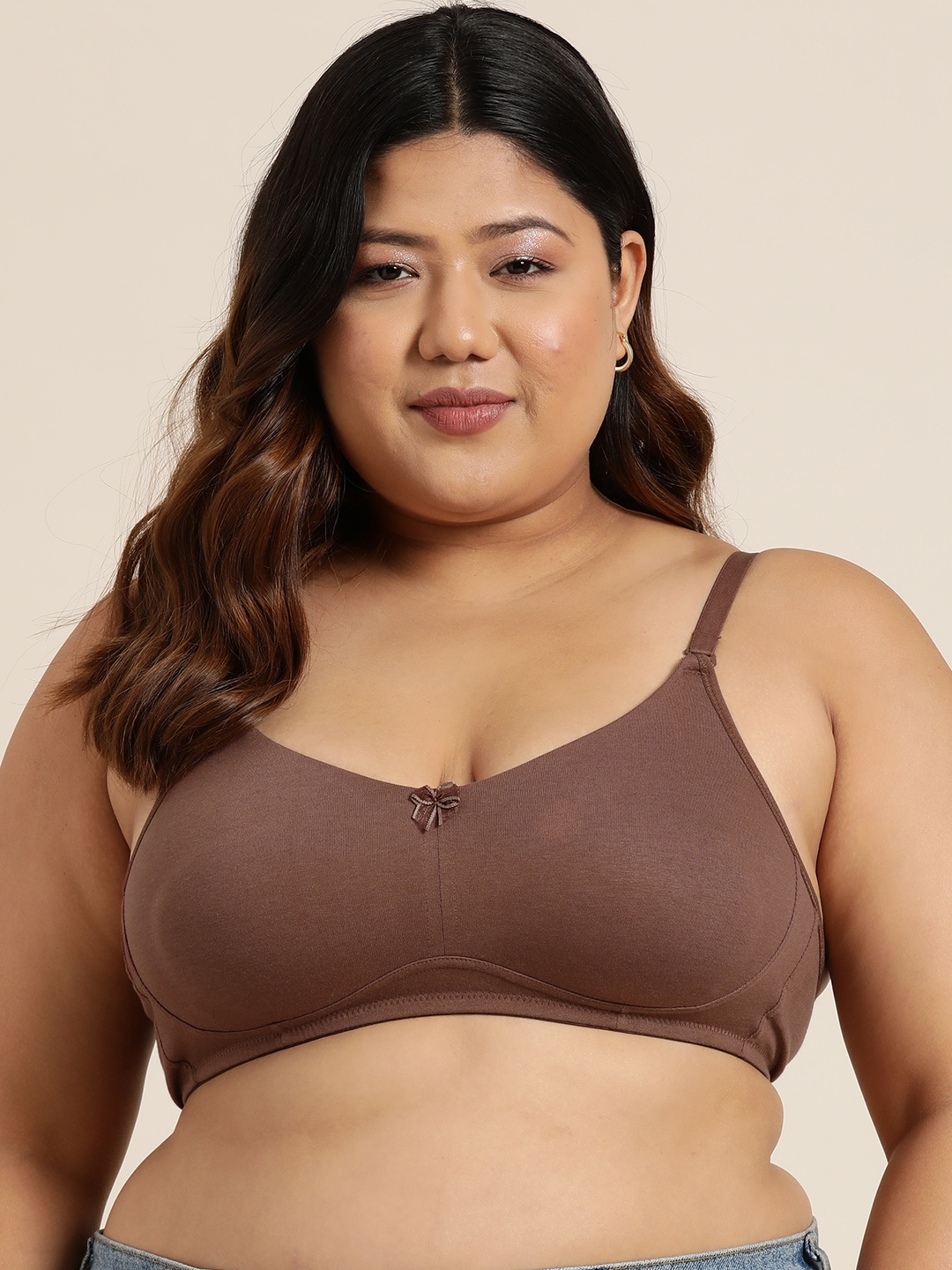 

Sztori Plus Size Full Coverage Seamless T-shirt Bra, Brown