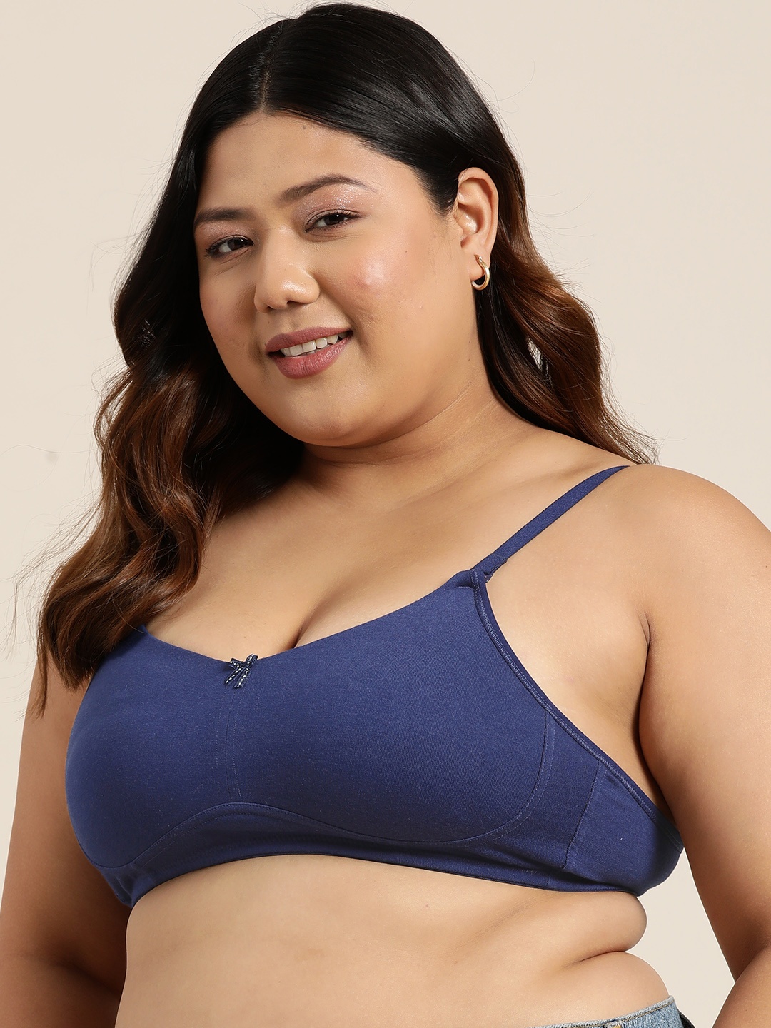 

Sztori Plus Size Full Coverage Seamless T-shirt Bra, Navy blue