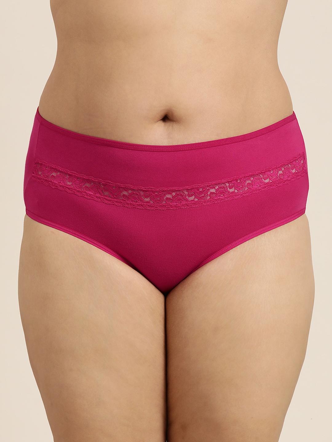 

Sztori Women Plus Size Lace Detail High-Rise Hipster Brief, Magenta