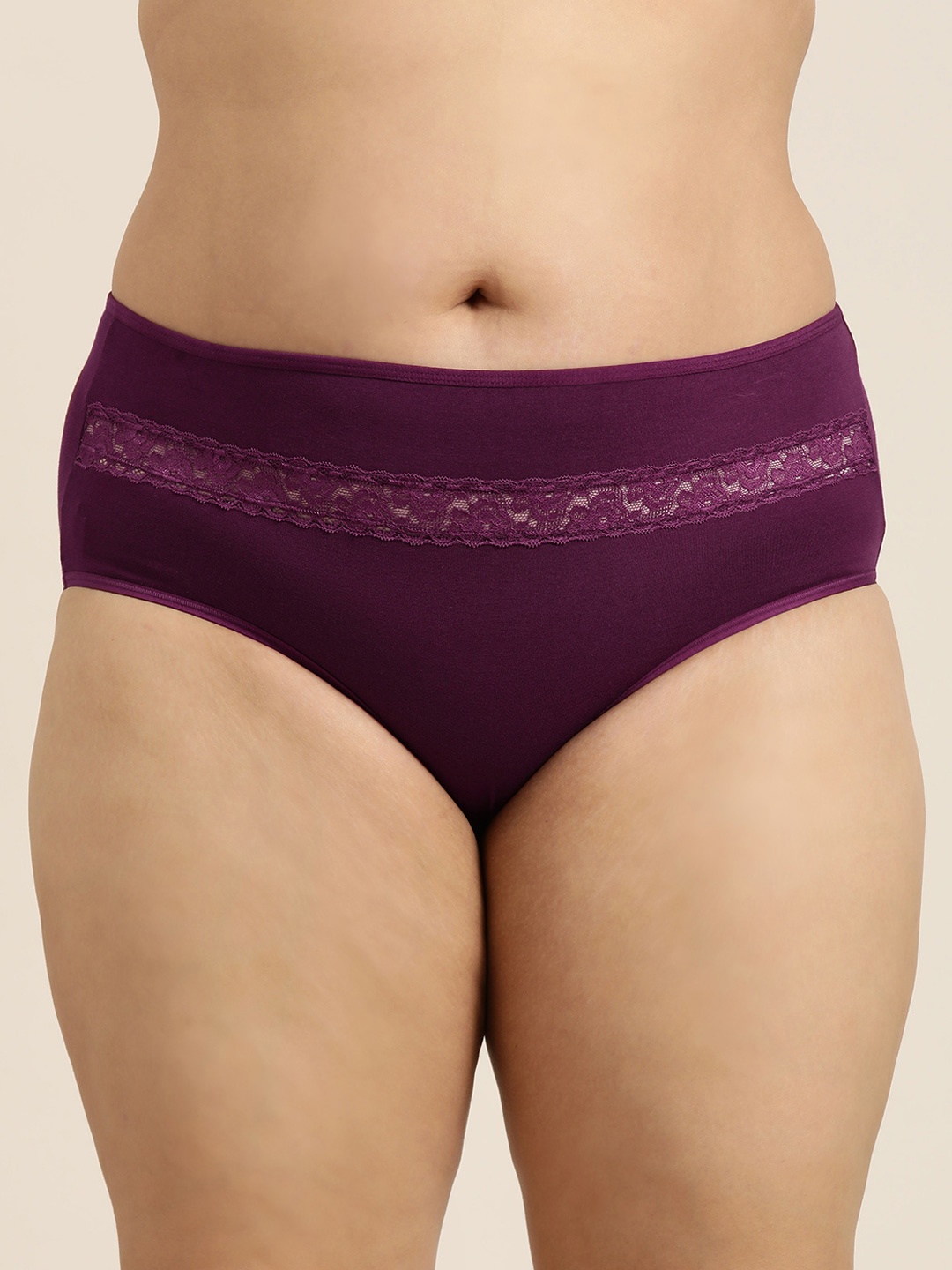 

Sztori Women Plus Size Solid Lace High-Rise Hipster Brief, Burgundy