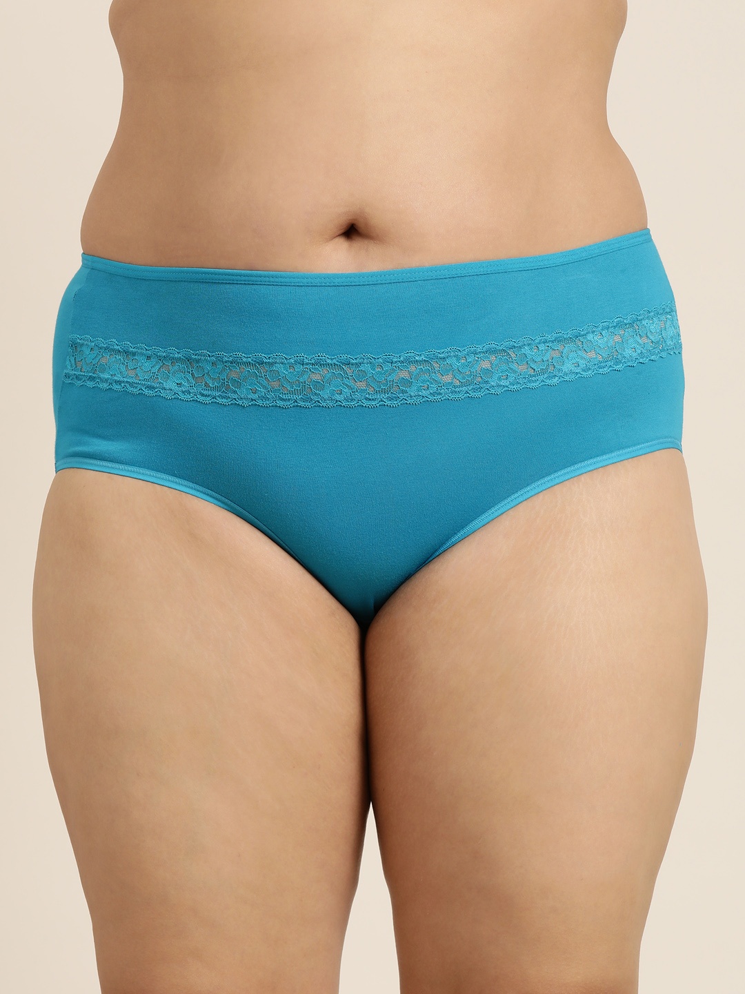 

Sztori Women Plus Size Solid Lace High-Rise Hipster Brief, Blue