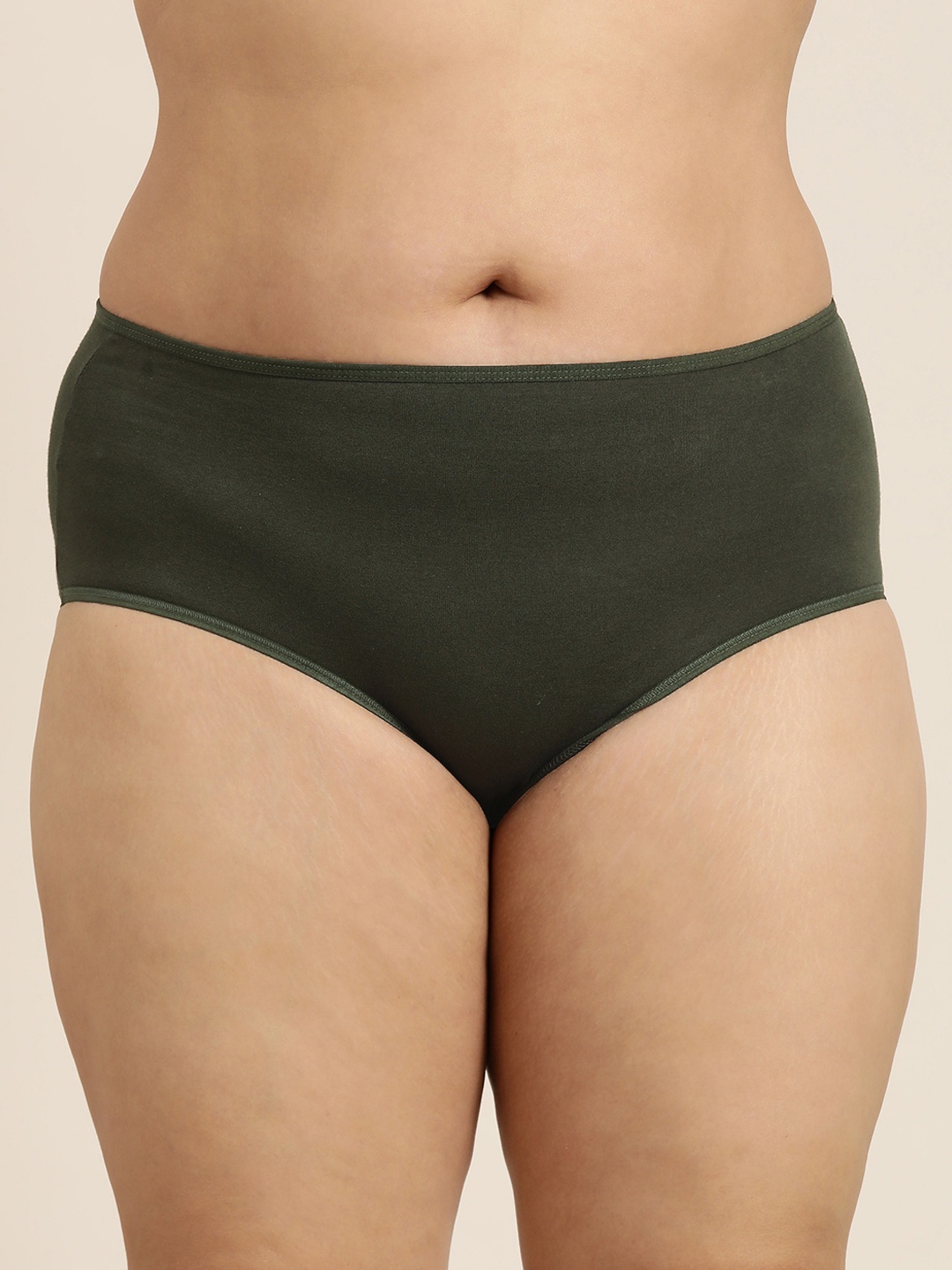 

Sztori Women Plus Size Solid High-Rise Hipster Brief, Olive