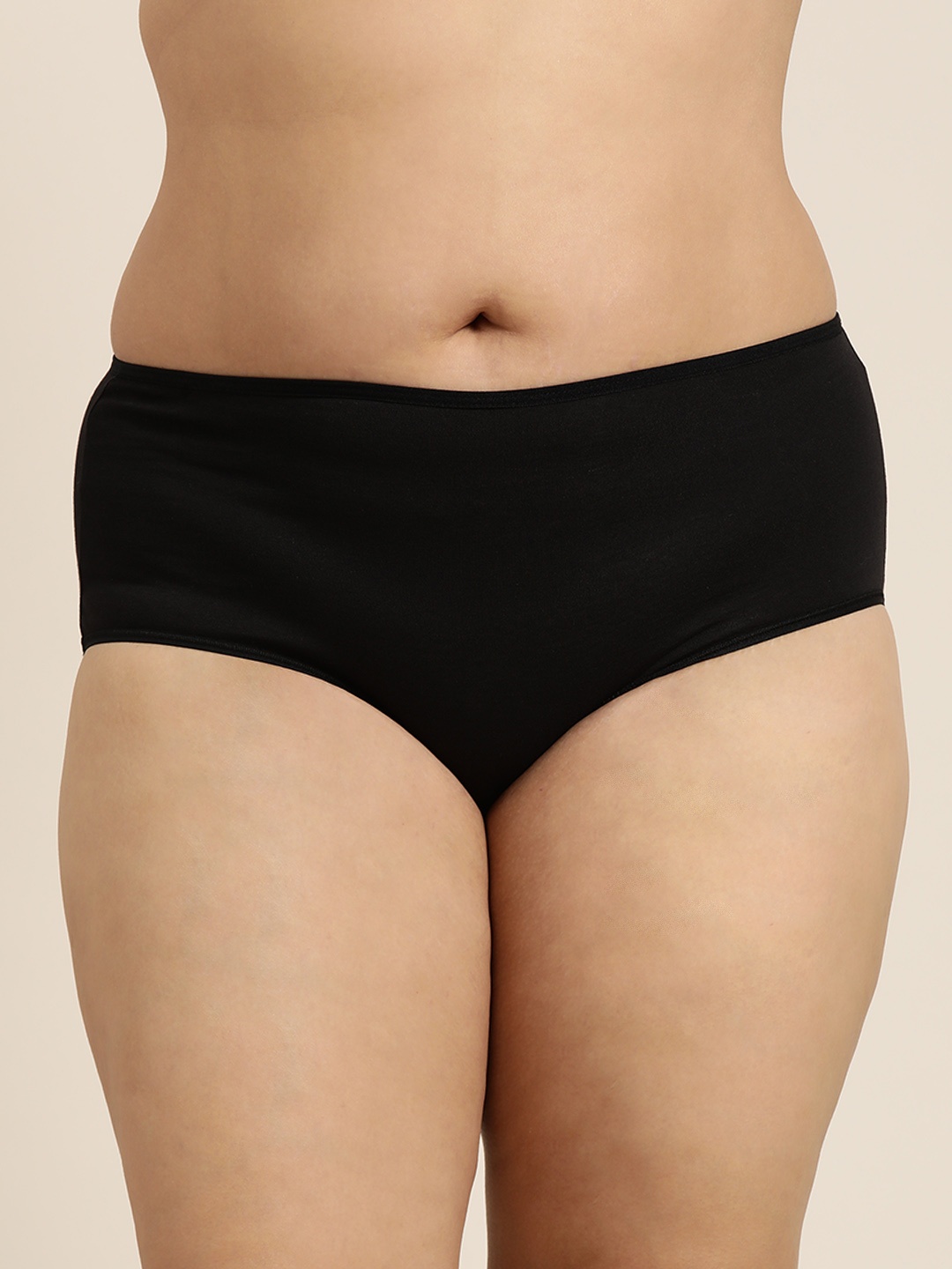 

Sztori Women Plus Size Solid High-Rise Hipster Brief, Black