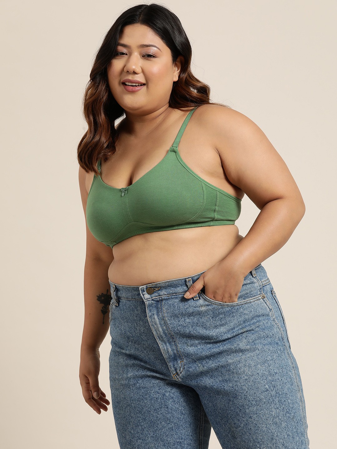 

Sztori Plus Size Full Coverage Bra, Green