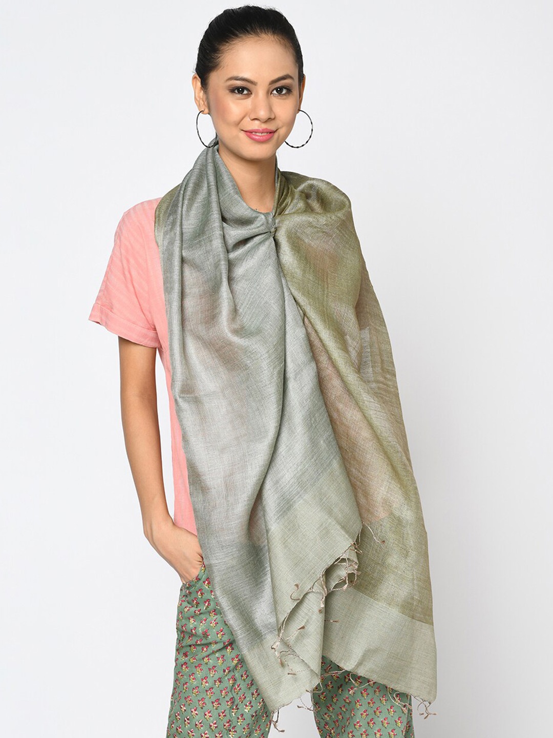 

Fabindia Women Silk Stole With Tasselled, Blue